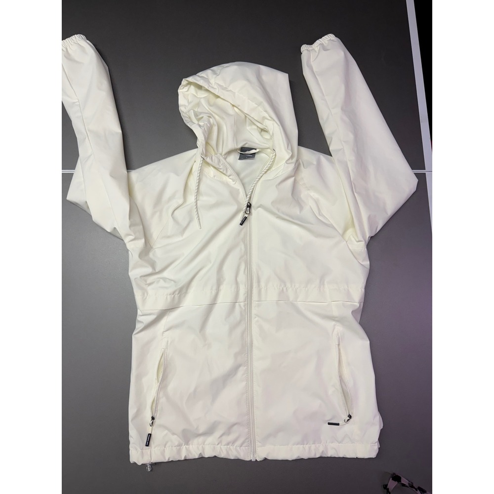 New Balance Mens White Hooded Windbreaker Full Zip Running Jacket Large